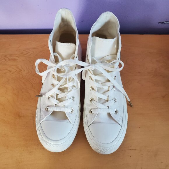 High Top Cream All Star Chuck Taylors - Picture 7 of 7